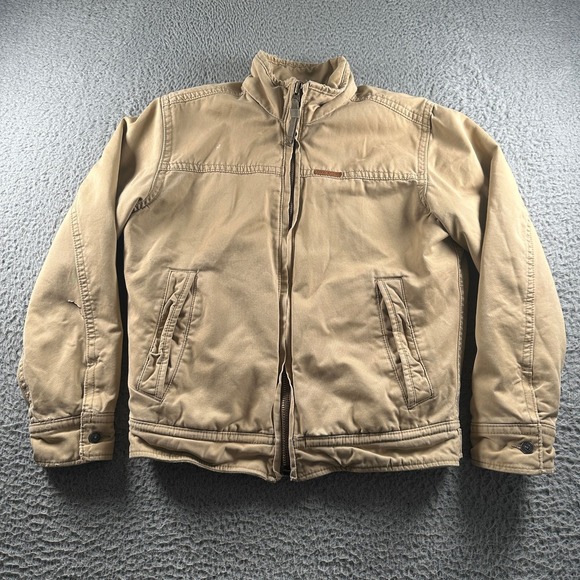 Abercrombie and Fitch Jacket Mens S Khaki Canvas Blanket Lined Zip Front Work
